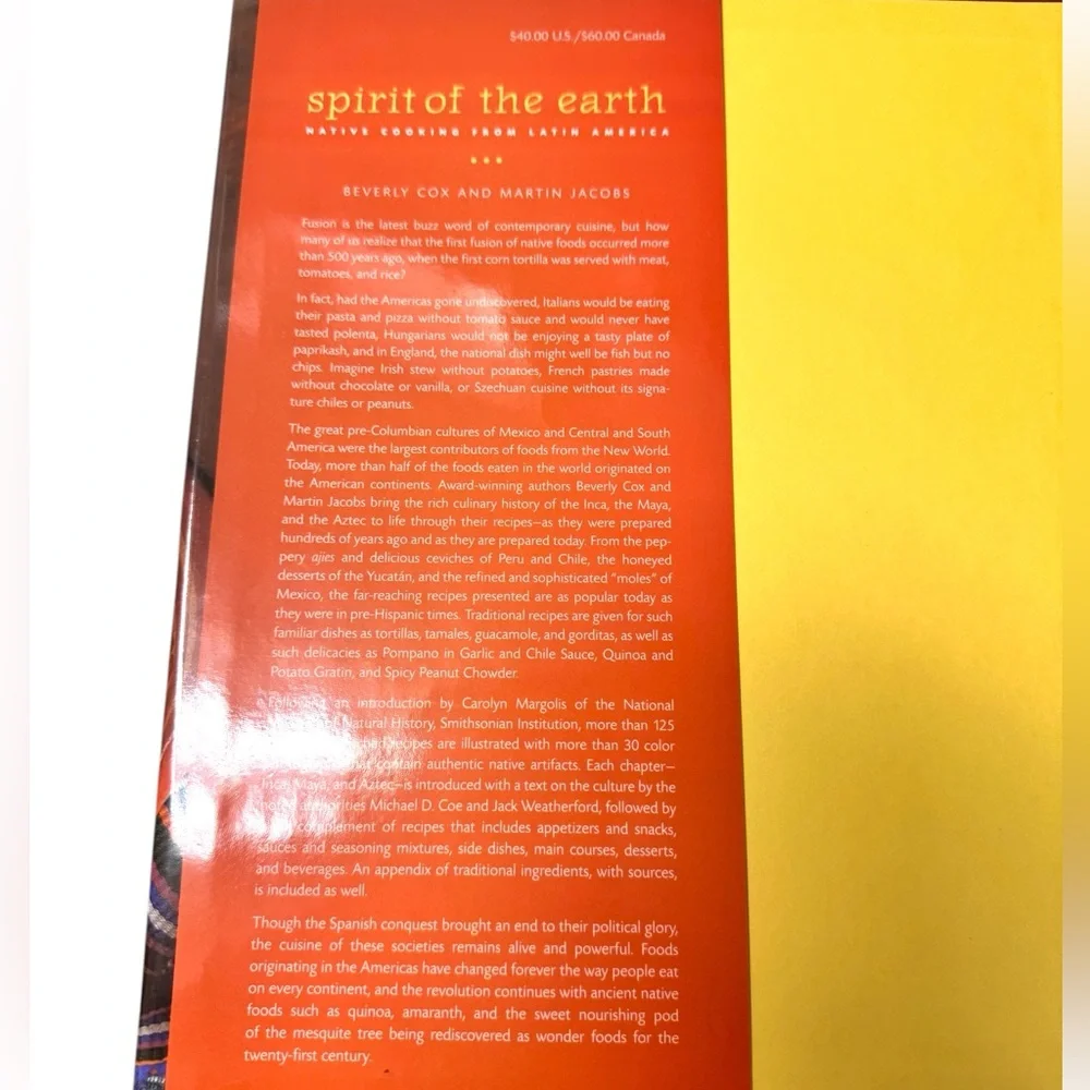 Spirit of the Earth: Native Cooking from Latin America Cookbook Bev Cox Signed